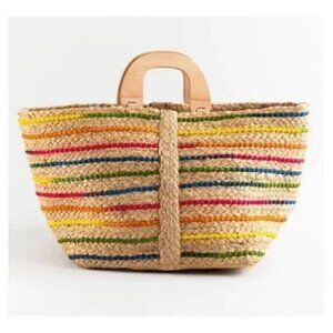 Rainbow Woven Jute Tote Handbag for Women by Antik Kraft